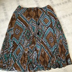 Boho Broomstick Hippie Maxi Skirt 2X Elastic Waist Aztec Southwest Ruby Rd Lined